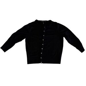 White House Black Market Black  Cardigan w/ Buttons Size M 3/4 Length Sleeves